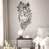 Idadey Metal Minimalist Wall Art Women, Women Wall Art, Flower Wall Decor, Metal Flower Wall Art, Abstract Face Wall Art, Metal Line Art Wall Decor, Wall Decor for Bedroom (Black, 25x48in|64x121cm) view 2