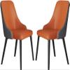 Aimery Kitchen Leather Kitchen Dining Chairs Set of 2 Bedroom Room Balcony Sofa Chair(Orange+Dark Grey) view 1