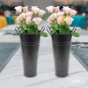 CNCEST 12 Pcs White Metal Flower Buckets, Flower Display Buckets, 9 Inch Metal Vase with Handles, for Home, Garden, Flower Shop, Entrance, Living Room Wedding Flower Display (Black) view 2