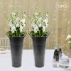 CNCEST 12 Pcs White Metal Flower Buckets, Flower Display Buckets, 9 Inch Metal Vase with Handles, for Home, Garden, Flower Shop, Entrance, Living Room Wedding Flower Display (Black) view 4