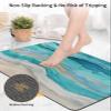Bath Rugs Bathroom Rug,Summer Ocean Wave Beach Absorbent Diatomaceous Earth Bath Mat Quick Drying Non-Slip Washable Shower Mat,Abstract Turquoise Gradient Watercolor Doormat for Bathtub Kitchen view 4