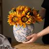 XIUWOUG Blue and White Porcelain Vases for Flowers Ceramic Ginger Jar Vases Chinoiserie Vases for Home Decor,Living Room Decor,G view 4