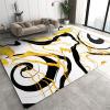 Abstract Black Yellow Irregular Stripes Art Area Rug, European Luxury Large Area Rug, Non Slip Backing Low Pile Washable Carpet for Living Room Bedroom Kitchen Office Floor Mat - 4 ft x 6 ft view 1