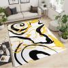 Abstract Black Yellow Irregular Stripes Art Area Rug, European Luxury Large Area Rug, Non Slip Backing Low Pile Washable Carpet for Living Room Bedroom Kitchen Office Floor Mat - 4 ft x 6 ft view 2