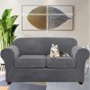 CLGTY Stretch Sofa Cover, 3 Piece Velvet Couch Cover for 2 Cushion Couch Loveseat Cover Soft Sofa Slipcover for Dog Thick Furniture Protector with Elastic Bottom Washable-Dark Grey-Medium-XL view 2