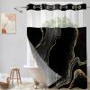 Lnond No Hooks Shower Curtain with Snap in Liner, Black Gold Marble Hookless Shower Curtain for Bathroom,Machine Washable,71" (W) X 74" (H) view 1