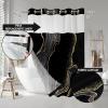 Lnond No Hooks Shower Curtain with Snap in Liner, Black Gold Marble Hookless Shower Curtain for Bathroom,Machine Washable,71" (W) X 74" (H) view 3