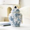XIUWOUG Blue and White Porcelain Vases for Flowers Ceramic Ginger Jar Vases Chinoiserie Vases for Home Decor,Living Room Decor,B1 view 3