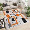 Abstract Geometric Lines Area Rugs, Orange Black Gray Geometry Art Easy Clean Rug, Soft Non-Skid Carpet Throw Rug for Kids Teen Girls Boys BedroomLiving Room Bathroom Classroom Office 2ftx3ft view 3