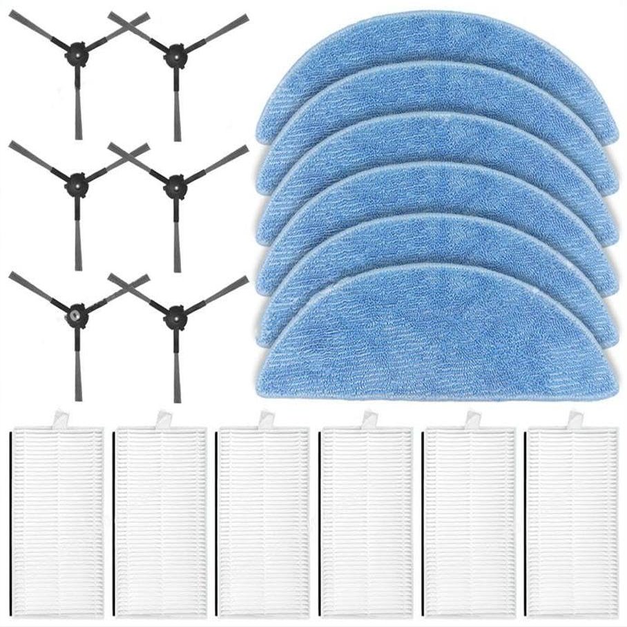 Vacuum Cleaner Replacement Parts for ECOVACS YEEDI Y1 Vacuum Cleaner,6 Side Brushes 6 Mop Pads 6 HEPA Filters Cleaning Tool Spare Parts for Home and Kitchen Cleaning