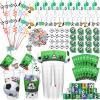 Seenelling Party Favors Set with Cup Straw Cup Sleeve Bouncy Ball Mini Pinball Machine Keychain Sticker Clap Bracelet Tag for Sport Reward Birthday Gift Party Supplies(195 Pcs,Soccer) view 1
