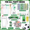 Seenelling Party Favors Set with Cup Straw Cup Sleeve Bouncy Ball Mini Pinball Machine Keychain Sticker Clap Bracelet Tag for Sport Reward Birthday Gift Party Supplies(195 Pcs,Soccer) view 2
