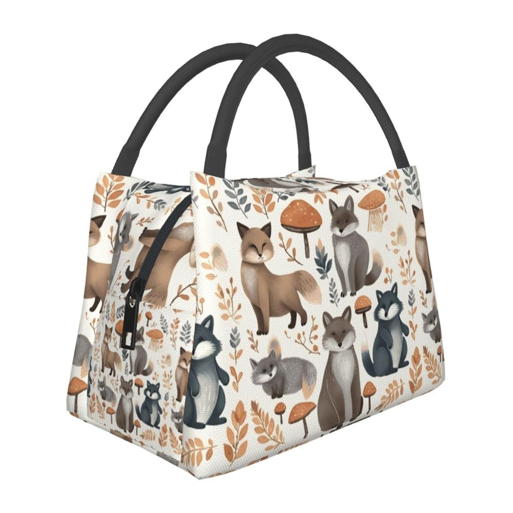NONHAI Lunch Box for Women Men Insulated Lunch Bag Woodland raccoon animals Reusable Lunch Tote Bags for Work Office Travel