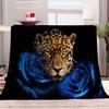 Animal Golden Jaguar Flannel Fleece Throw Blankets Twin 40" x 50" Soft Cozy Print Throw, Black Fluffy Fall Blanket Plush Home Decor for Couch Bed Sofa Living Room Bedroom, Gifts Blanket view 1