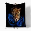 Animal Golden Jaguar Flannel Fleece Throw Blankets Twin 40" x 50" Soft Cozy Print Throw, Black Fluffy Fall Blanket Plush Home Decor for Couch Bed Sofa Living Room Bedroom, Gifts Blanket view 2