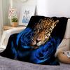 Animal Golden Jaguar Flannel Fleece Throw Blankets Twin 40" x 50" Soft Cozy Print Throw, Black Fluffy Fall Blanket Plush Home Decor for Couch Bed Sofa Living Room Bedroom, Gifts Blanket view 3