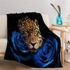 Animal Golden Jaguar Flannel Fleece Throw Blankets Twin 40" x 50" Soft Cozy Print Throw, Black Fluffy Fall Blanket Plush Home Decor for Couch Bed Sofa Living Room Bedroom, Gifts Blanket view 4