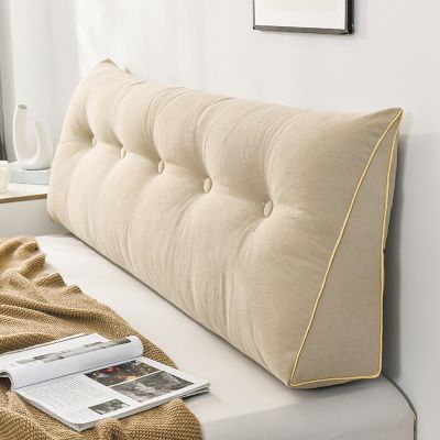 ABJGHYUT Triangular Headboard Pillow Wedge Pillow for Headboard Gap Headboard Pillow Twin Daybed Pillows Backrest Pillow with Side Pockets,C,60x50x20cm
