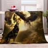 Fleece Throw Blankets for Couch Sofa or Bed Baby 27" x 40", Soft Fuzzy Animal Wolf Eagle Pattern Flannel Blanket, Sherpa Throw Comfy for All Seasons, Gold Decorative Bedding Gift Lightweight Blanket view 1