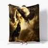 Fleece Throw Blankets for Couch Sofa or Bed Baby 27" x 40", Soft Fuzzy Animal Wolf Eagle Pattern Flannel Blanket, Sherpa Throw Comfy for All Seasons, Gold Decorative Bedding Gift Lightweight Blanket view 2