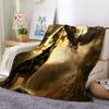 Fleece Throw Blankets for Couch Sofa or Bed Baby 27" x 40", Soft Fuzzy Animal Wolf Eagle Pattern Flannel Blanket, Sherpa Throw Comfy for All Seasons, Gold Decorative Bedding Gift Lightweight Blanket view 3