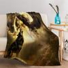 Fleece Throw Blankets for Couch Sofa or Bed Baby 27" x 40", Soft Fuzzy Animal Wolf Eagle Pattern Flannel Blanket, Sherpa Throw Comfy for All Seasons, Gold Decorative Bedding Gift Lightweight Blanket view 4