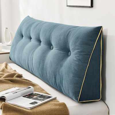 ABJGHYUT Triangular Headboard Pillow Wedge Pillow for Headboard Gap Headboard Pillow Twin Daybed Pillows Backrest Pillow with Side Pockets,F,60x50x20cm