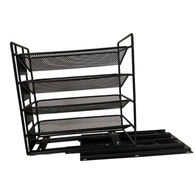 HomeLoft Basics Pull Out Spice Rack Spice Jar Storage for Countertop Kitchen Inside Cabinets, 26.67cmx12.7cmx26.67cm, Black