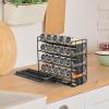 HomeLoft Basics Pull Out Spice Rack Spice Jar Storage for Countertop Kitchen Inside Cabinets, 26.67cmx12.7cmx26.67cm, Black view 4
