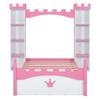 MKABAK Twin Size Princess Bed with Storage Shelves and Castle-Shaped Headboard, Wood Dreamy Platform Bed Frame with Bookshelf for Kids Girls, White+Pink view 4