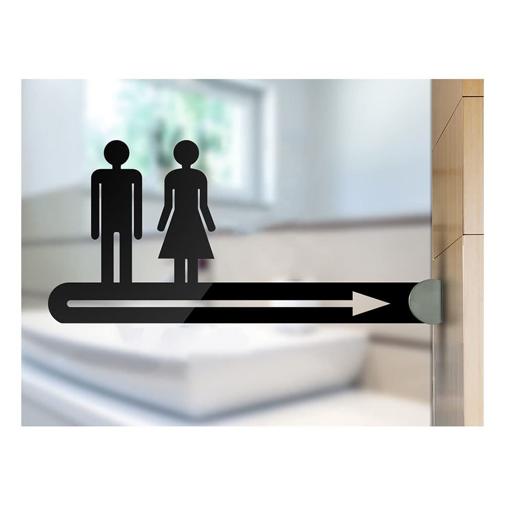 YYPTT Installed Double - Sided Men's and Women's Toilet Arrow Signs, Toilet Acrylic Signs WC Toilet Reminder Cards 25x12cm/30x14cm Black(Men women,25x12cm)