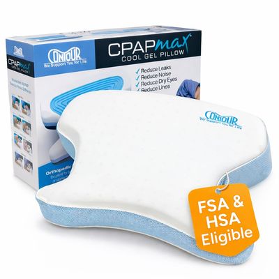 Contour CPAPMax Cooling Gel - CPAP Pillow for Side, Back and Stomach Sleepers with Adjustable Memory Foam - Pillow for CPAP Users, Sleeping with Mask