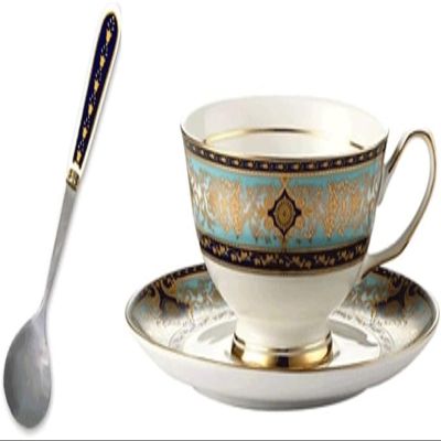 Glass Tea Cup Flower Tea Cup Glass Coffee Cup Reusable Porcelain Coffee Mug and Saucer Set 8.45oz/250ml Luxurious Hand Painted Latte Cups Cappuccino Mugs Teacups Drinking Tumblers Beverage Mug Pinea