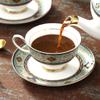 Glass Tea Cup Flower Tea Cup Glass Coffee Cup Reusable Porcelain Coffee Mug and Saucer Set 8.45oz/250ml Luxurious Hand Painted Latte Cups Cappuccino Mugs Teacups Drinking Tumblers Beverage Mug Pinea view 2