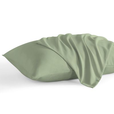 800 Thread Count Egyptian Cotton Pillowcases Set of 2, Super Soft and Breathable Zipper Closer Travel Pillow Cases, 16x20 Inches, Moss Solid