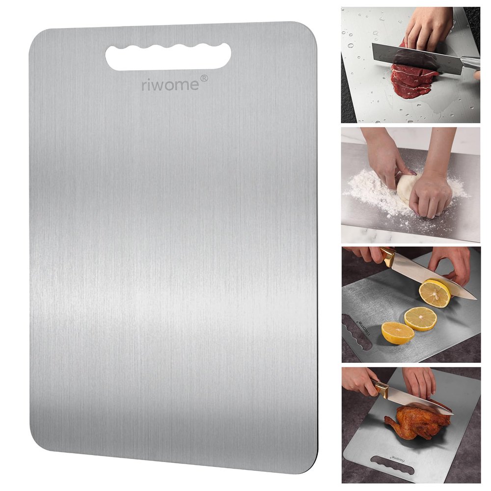 Titanium Cutting Board For Kitchen-Cutting Board Double Side Food Grade,Pure Cut Titanium,Durable Dishwasher Safe Easy to Clean Large Size (18''Lx12''W)