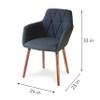 Wickerix Set of 4 Modern Dining Upholstered Armchairs, Comfortable Chairs for Kitchen, Dining, Living Room Accent Chairs w Armrest, Wood Legs, Padded Seat, Dark Gray Color view 2