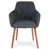 Wickerix Set of 4 Modern Dining Upholstered Armchairs, Comfortable Chairs for Kitchen, Dining, Living Room Accent Chairs w Armrest, Wood Legs, Padded Seat, Dark Gray Color view 3