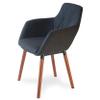 Wickerix Set of 4 Modern Dining Upholstered Armchairs, Comfortable Chairs for Kitchen, Dining, Living Room Accent Chairs w Armrest, Wood Legs, Padded Seat, Dark Gray Color view 4