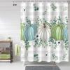 Fall Thanksgiving Shower Curtain, Autumn Pumpkins Eucalyptus Leaves Shower Curtains Set with Hooks, White Blue Green Gray Plaid Waterproof Fabric Bathroom Decor Accessories, Stall Long 54 X 78 view 2