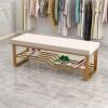 HomeLoft Basics Lounge Bench Entryway Bench 2 Tier Upholstered Bench Foyer Long Bench with Storage Shelf Bedroom Shoe Bench Hallway Shoe Rack Bench, 60X30X45cm view 1