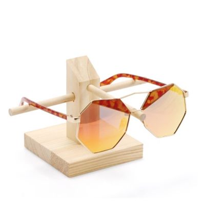 Glasses Holder Stand Solid Wood Glass Display Holder Sunglass Display Holder Wood Glass Display Rack Double Linen Glass Showcase Spectacle Holder(1)