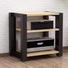 OUKEJNM Media Storage Cabinet AV Media Stand 2 3 4 Tier Wooden Shelf Height Adjustable Audio/Video Component Cabinet, Corner Shelves HiFi Rack Entertainment Amplifier Rack(Walnut,3 Tier 60x50x60cm) view 1