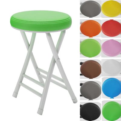 ZYXQQJ Cushioned Padded Folding Stool 50cm/20in Portable Collapsible Counter Height Bar Stool Stackable Foldable Chairs for Adults(White Frame Dark Green)