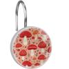 Decorative Stainless Steel Shower Hooks, 12 Pack of Crystal Glass Accents for Room and Bedroom Curtain Rods, Red Mushroom Pattern view 1