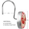 Decorative Stainless Steel Shower Hooks, 12 Pack of Crystal Glass Accents for Room and Bedroom Curtain Rods, Red Mushroom Pattern view 3