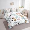 Erosebridal Meerkat Kids Comforter Set Queen 7 Piece Cartoon Animal Print Bed in a Bag Cute Love Heart Room Decor,Green Leaf Pink Floral Bedding Set with Fitted Sheet,Flat Sheet,Pillow Cases & Covers view 4