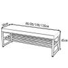 Shoe Storage Bench Entryway Bench Faux Leather Shoe Bench 2 Tier Upholstered Bench with Storage Shelf Long Bench Metal Frame view 2