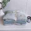 SRURLLUG 100% Cotton Duvet Cover Set, Soft Breathable Double Yarn Bedding Set 4 Pieces, Plants Flowers Home Decor Linen Like Bed Sheets Set, All Seasons with Zipper Closure,Blue,Twin XL view 1