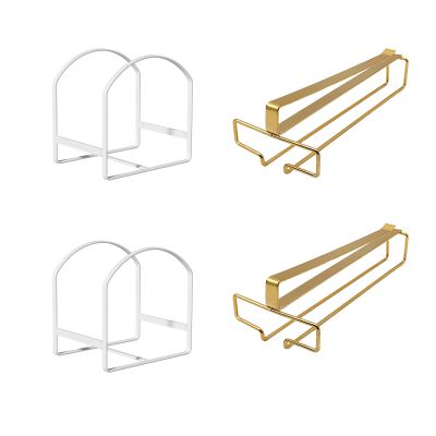 LINFIDITE 4 Pack Dish Racks White and Gold Wine Glass Holder 2 Pack